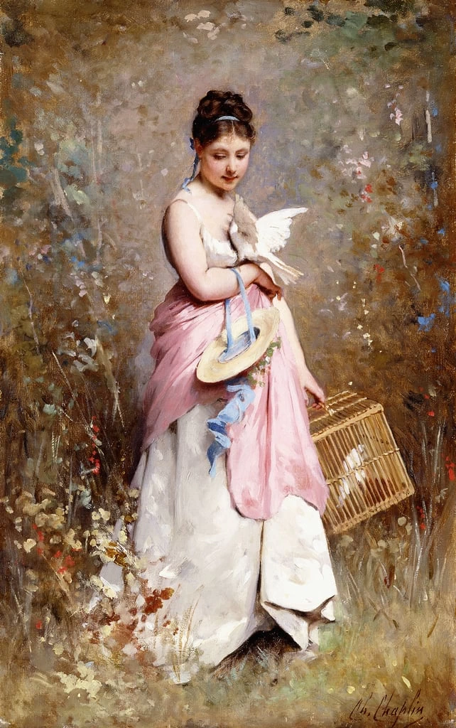 Charles Joshua Chaplin - Giovane ragazza con colombe
